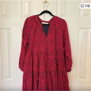 Vineyard Vines Red Floral Long Sleeve Dress